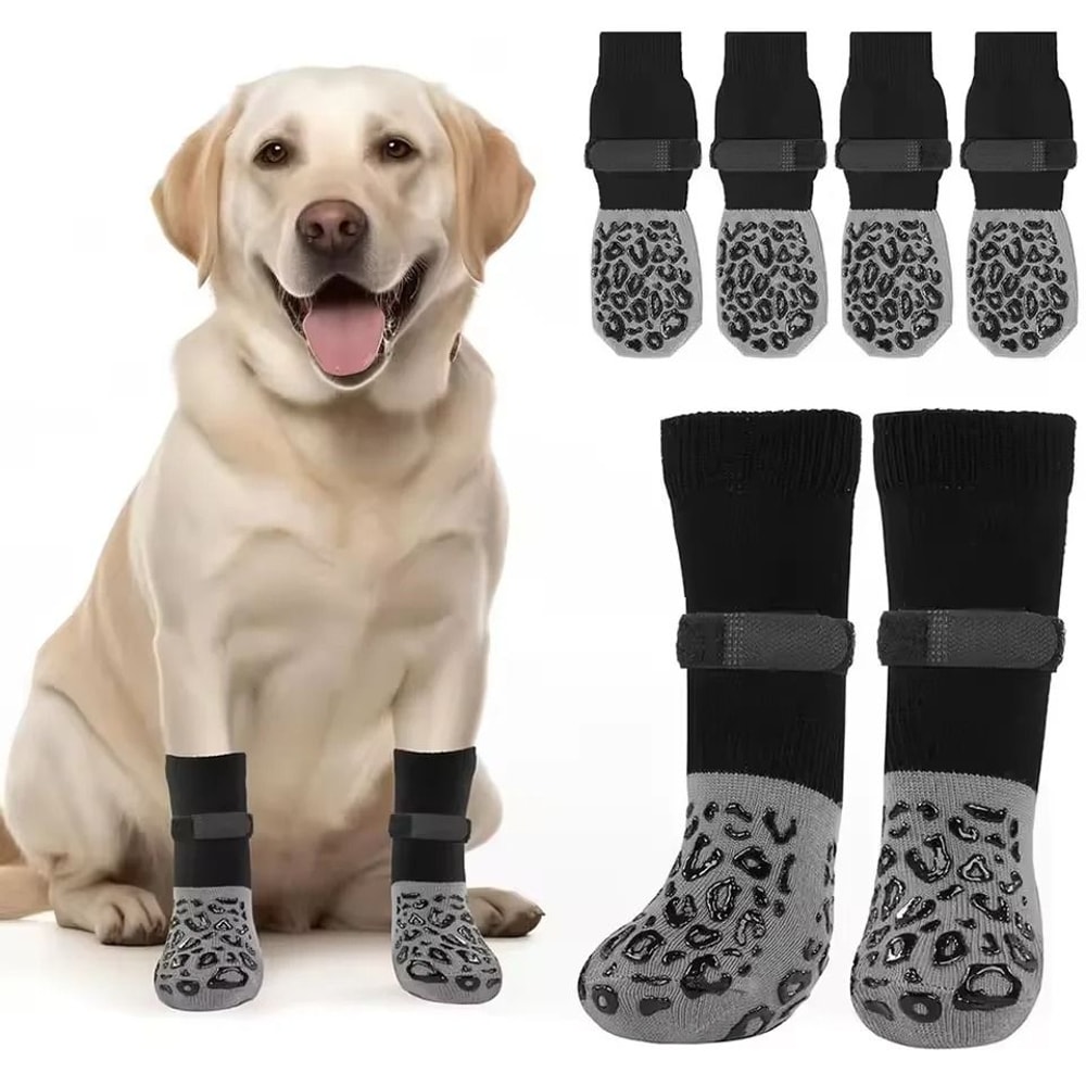Waterproof Dog Paw Protectors Anti Slip Boots Set Of 4 With Adjustable Straps 1
