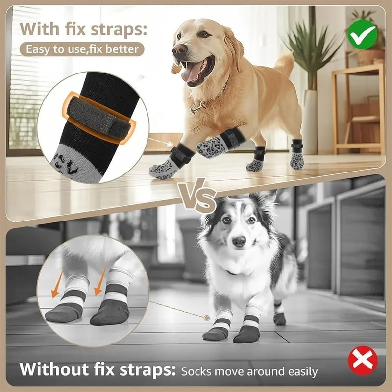 Waterproof Dog Paw Protectors Anti Slip Boots Set Of 4 With Adjustable Straps 4