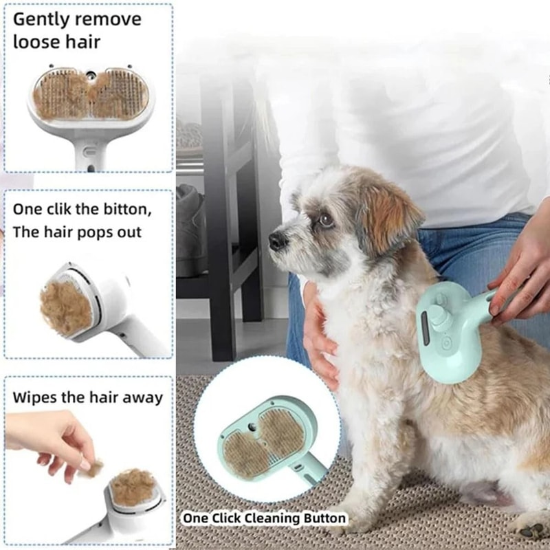 Steam Spray Dog Grooming Brush Deshedding And Detangling Pet Brush 0