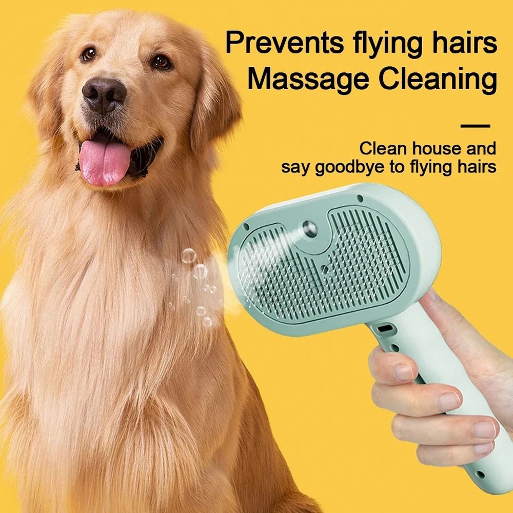 Steam Spray Dog Grooming Brush Deshedding And Detangling Pet Brush 2