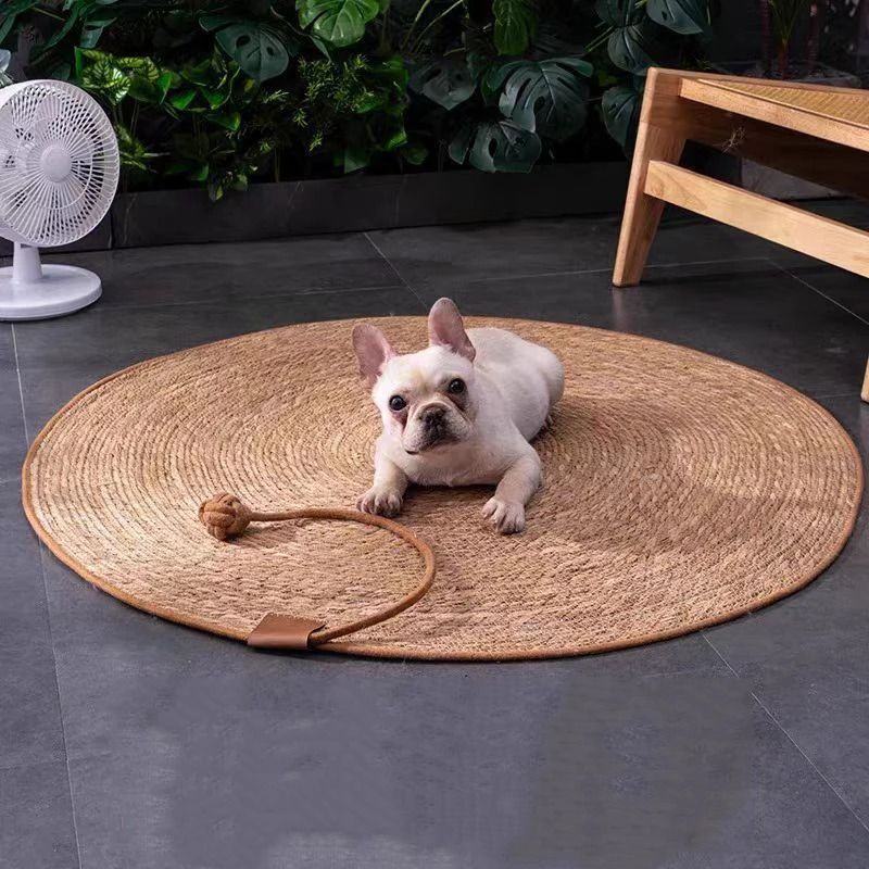 Rattan Cat Scratching Mat Round Cat Scratcher Furniture Protector For Indoor Cats 0