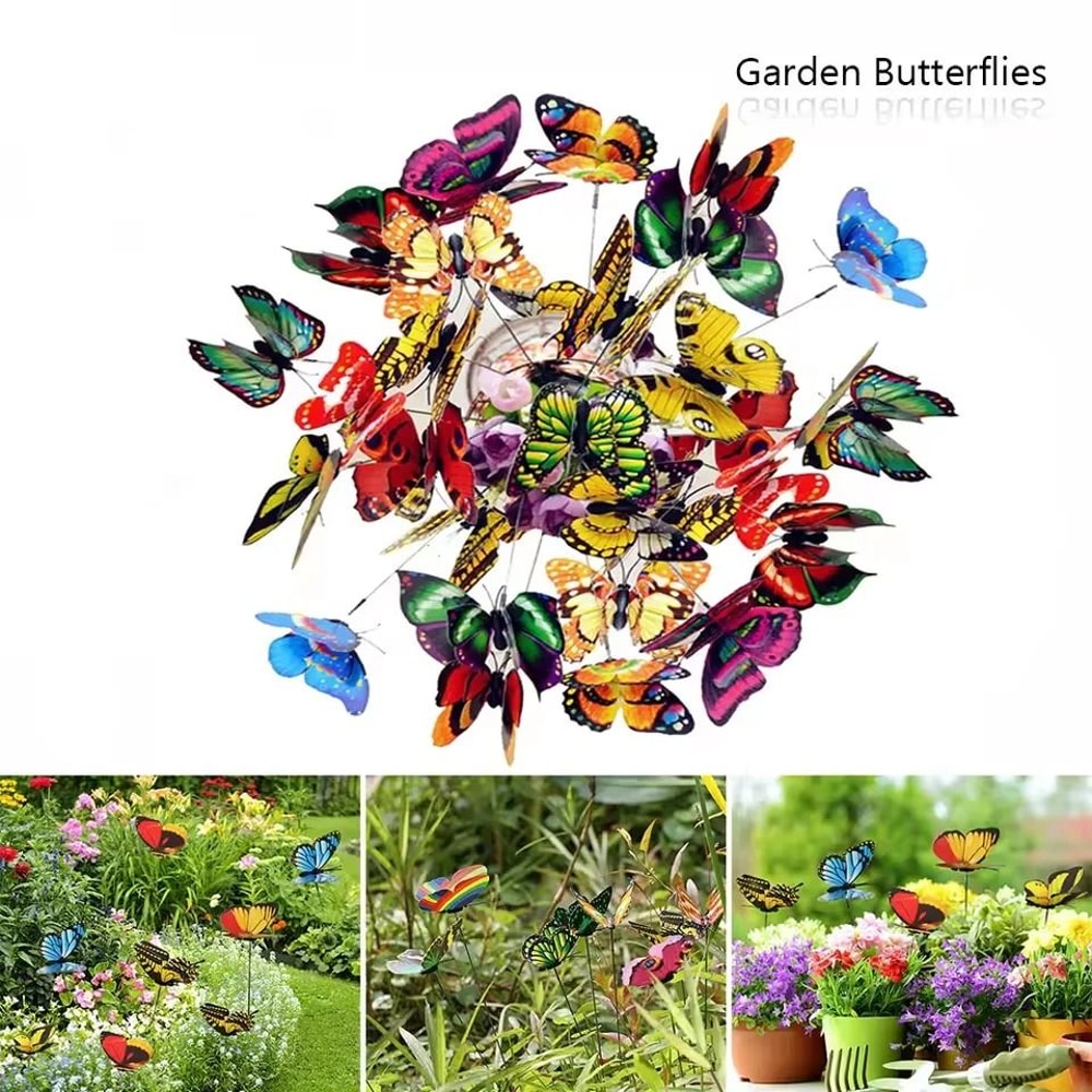 Colorful Butterfly Garden Stakes Outdoor Plant Decor Set Of 50 Random Colors 0