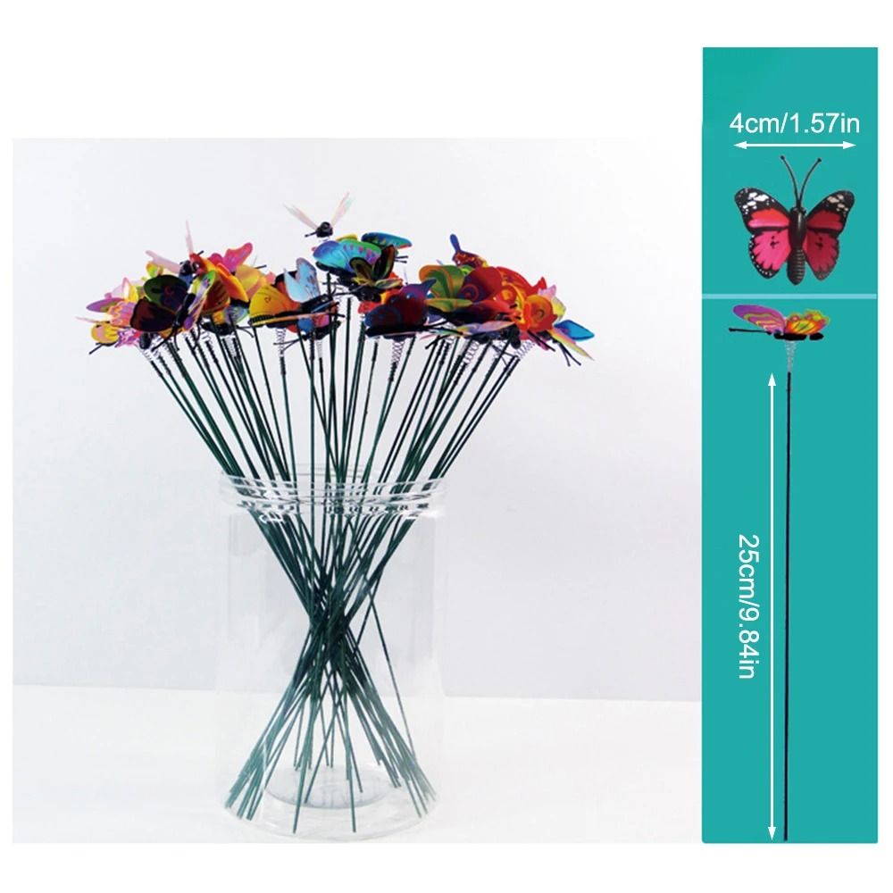 Colorful Butterfly Garden Stakes Outdoor Plant Decor Set Of 50 Random Colors 3