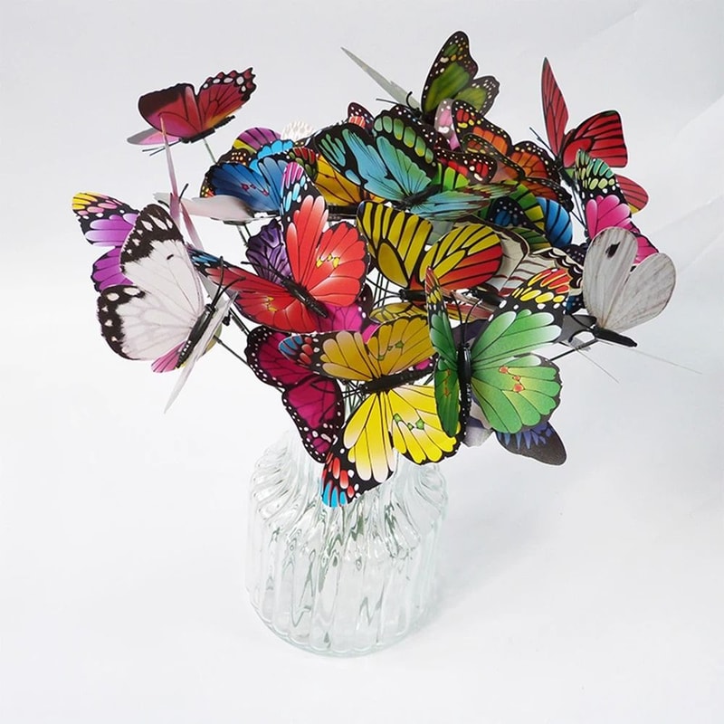 Colorful Butterfly Garden Stakes Outdoor Plant Decor Set Of 50 Random Colors 4