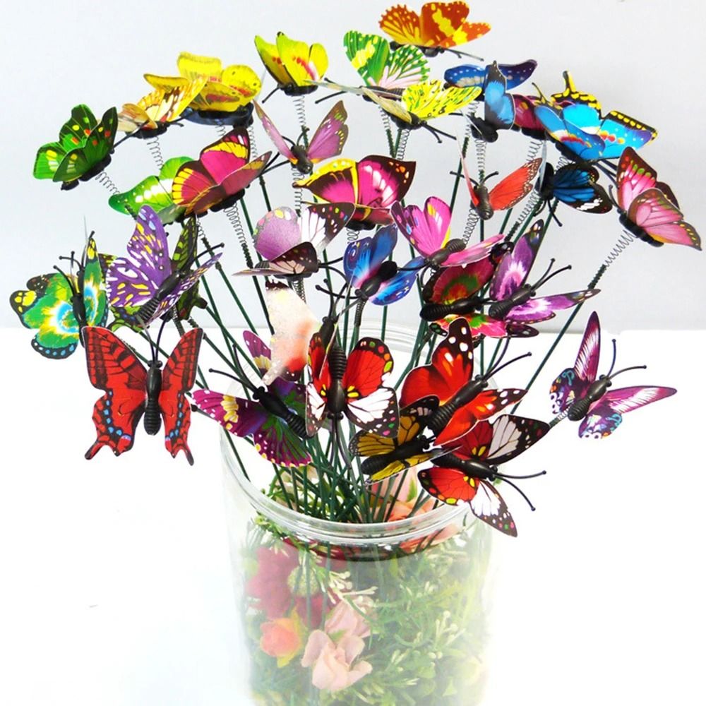 Colorful Butterfly Garden Stakes Outdoor Plant Decor Set Of 50 Random Colors 5