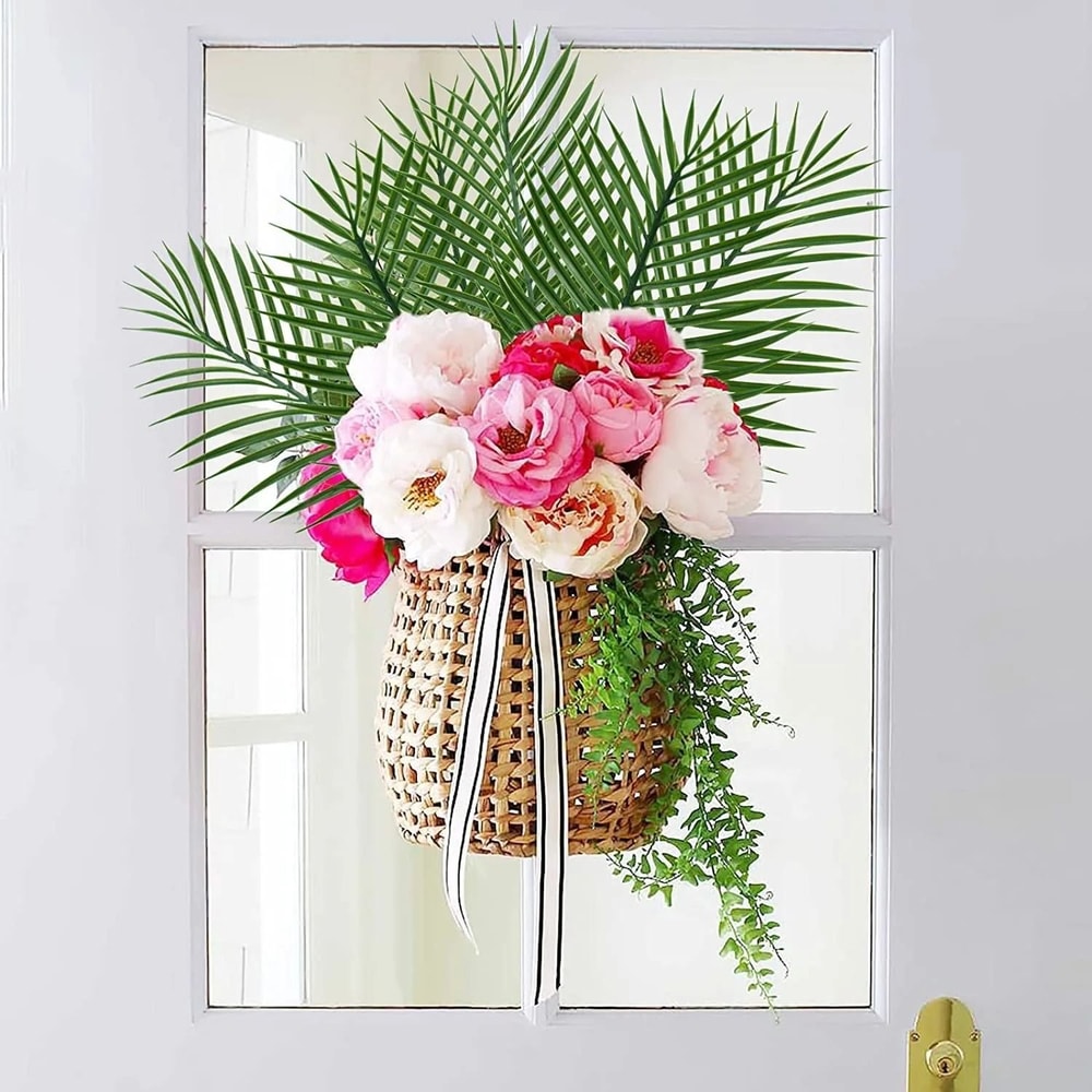 Golden Artificial Palm Leaves Faux Tropical Leaf Stems Set Of 5 For Vase And Party Decor 7