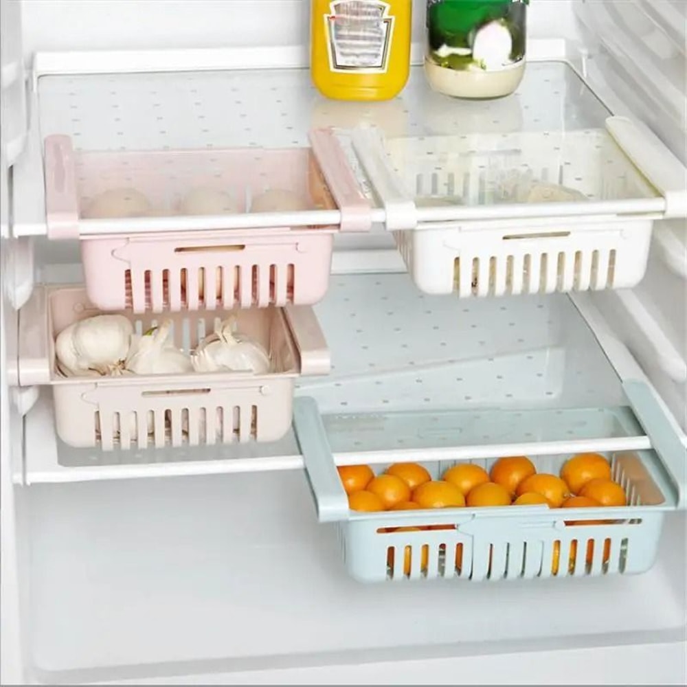 Expandable Refrigerator Storage Basket Drawer Organizer Clip On Fridge Rack 1