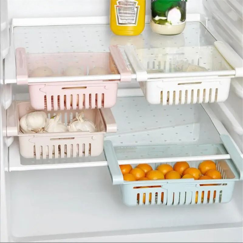Expandable Refrigerator Storage Basket Drawer Organizer Clip On Fridge Rack 1