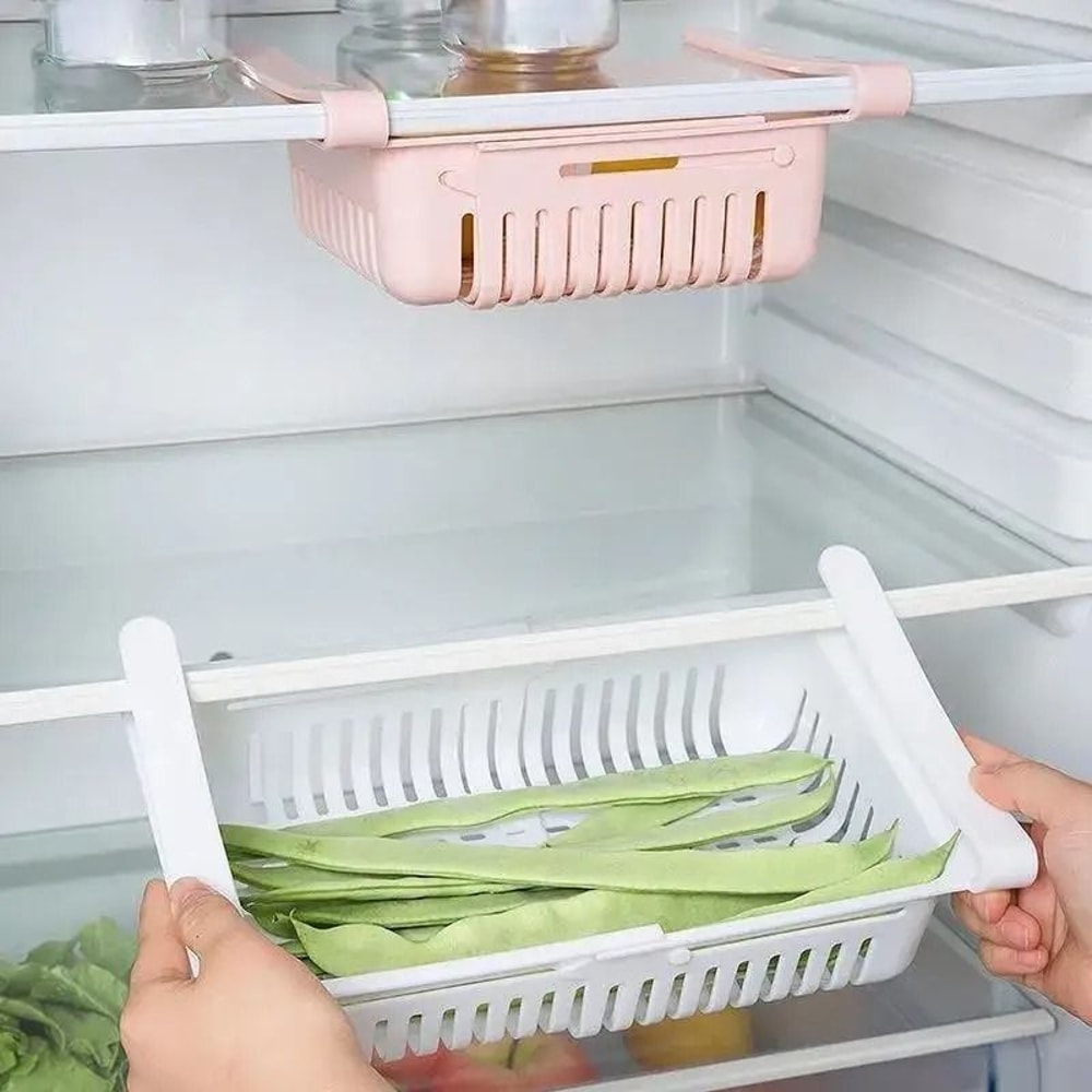 Expandable Refrigerator Storage Basket Drawer Organizer Clip On Fridge Rack 4