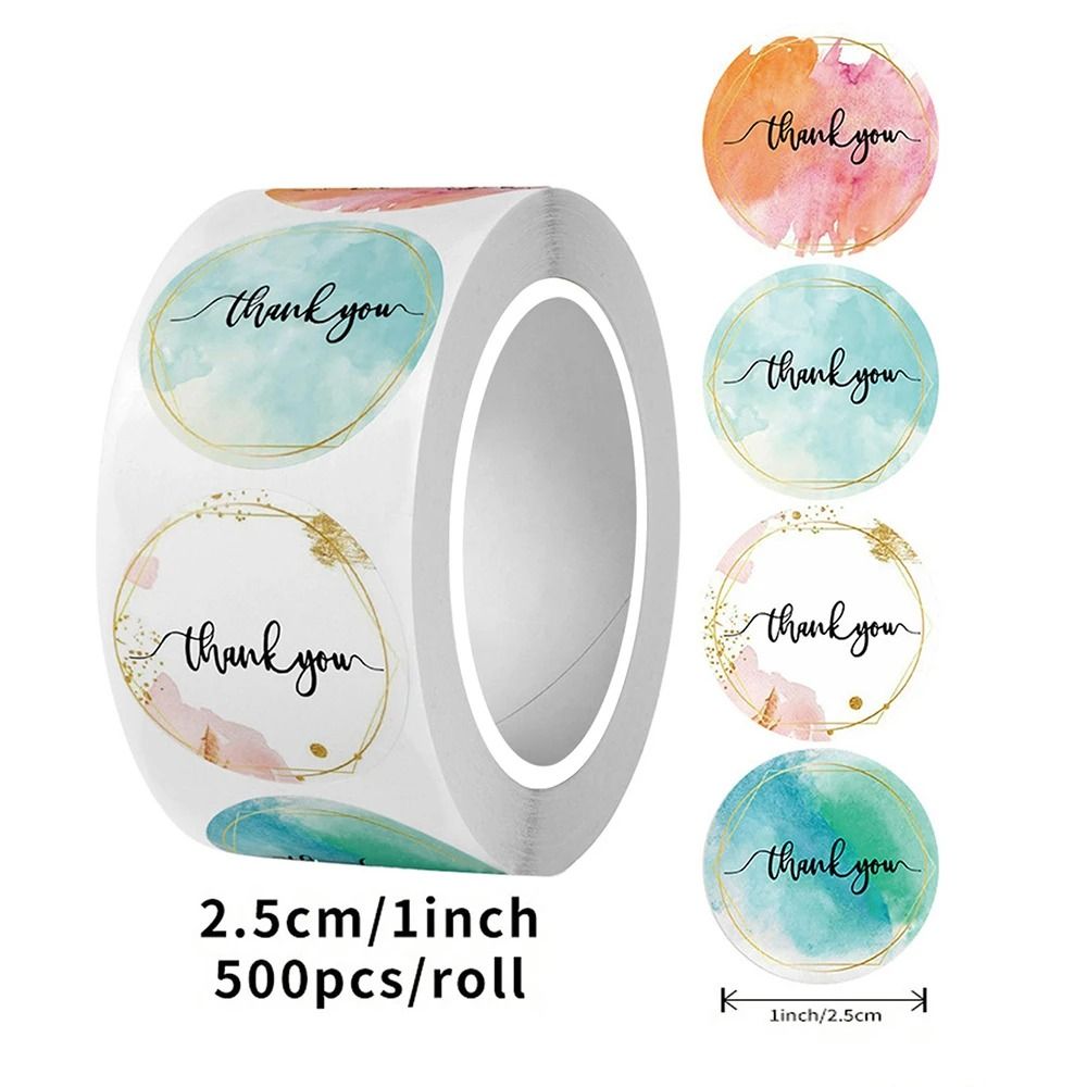 Thank You Stickers Roll 500 Pieces Cute Pink Gold Labels 0