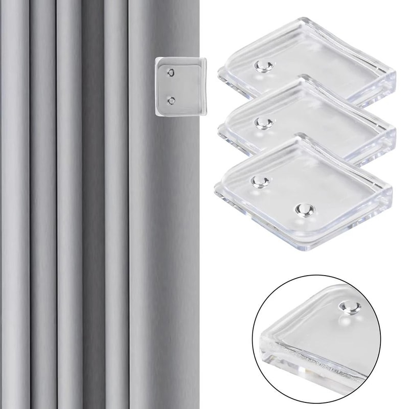 Non Punch Shower Curtain Clamps Transparent Splash Guard Clips Set Of 4 0