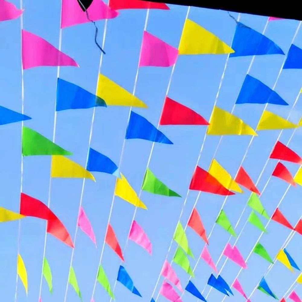 Colorful Triangular Party Flag Banner String Set Of 100 Outdoor Festival And Wedding Decor 0