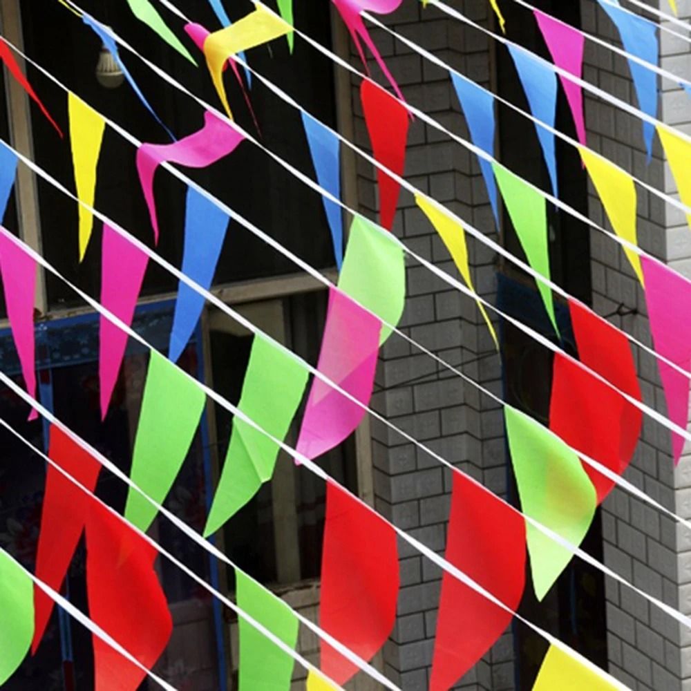 Colorful Triangular Party Flag Banner String Set Of 100 Outdoor Festival And Wedding Decor 1