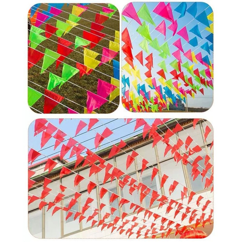 Colorful Triangular Party Flag Banner String Set Of 100 Outdoor Festival And Wedding Decor 5