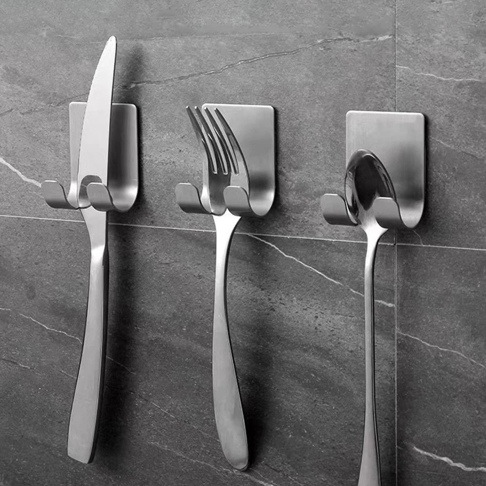 Stainless Steel Razor Holder Hooks Self Adhesive Shaver Stand Set Of 2 Bathroom Organizer 0