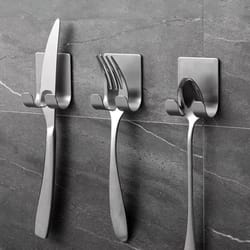 stainless steel razor holder hooks self adhesive shaver stand set of 2 bathroom organizer