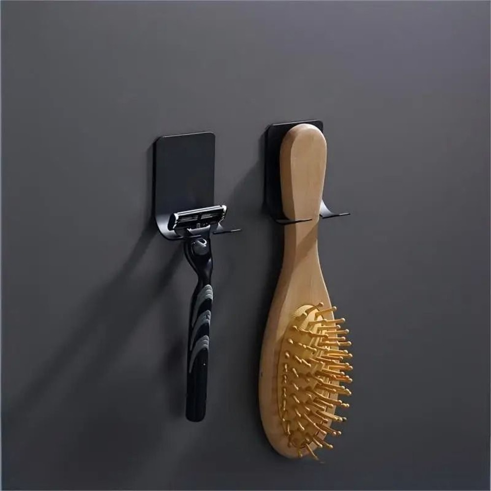 Stainless Steel Razor Holder Hooks Self Adhesive Shaver Stand Set Of 2 Bathroom Organizer 7