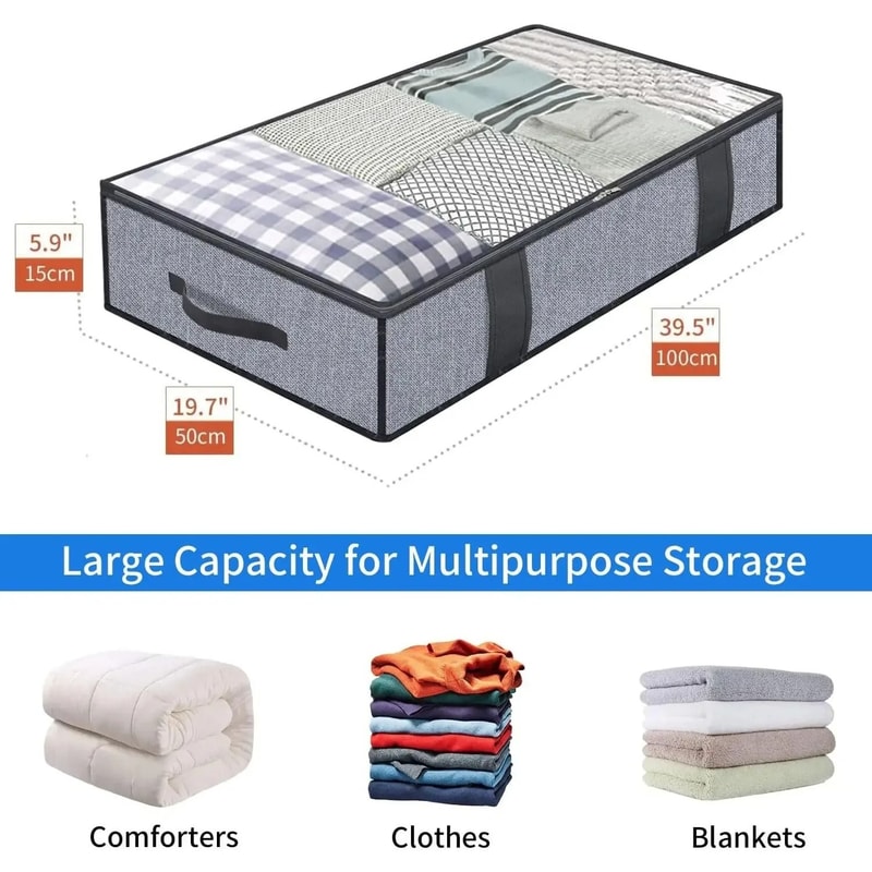 Under Bed Quilt Storage Bags With Lid Foldable Bedding And Clothes Organizer Set Of 2 1