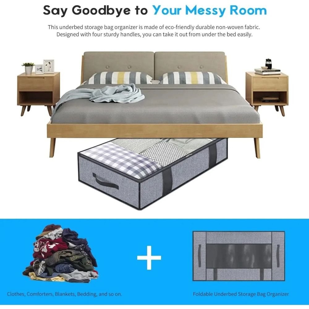 Under Bed Quilt Storage Bags With Lid Foldable Bedding And Clothes Organizer Set Of 2 5