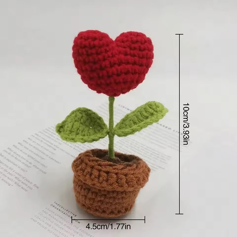 Crochet Style Artificial Potted Flower Mini Decorative Plant Ornament Gift 1