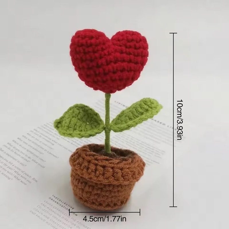 Crochet Style Artificial Potted Flower Mini Decorative Plant Ornament Gift 1
