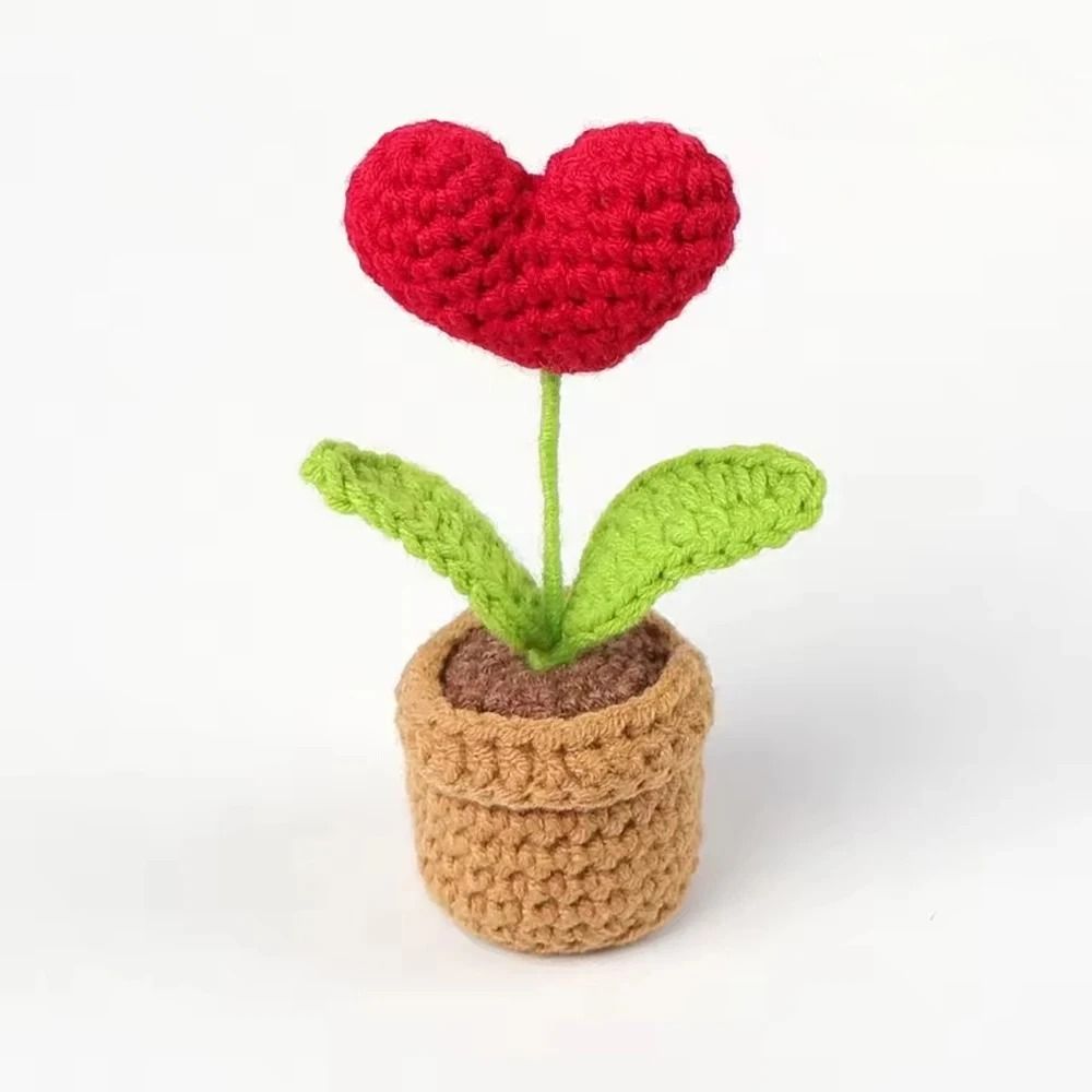 Crochet Style Artificial Potted Flower Mini Decorative Plant Ornament Gift 6