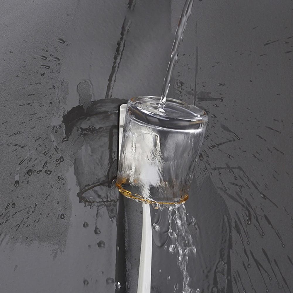 Stainless Steel Toothbrush And Cup Wall Hook Self Adhesive Bathroom Organizer 3