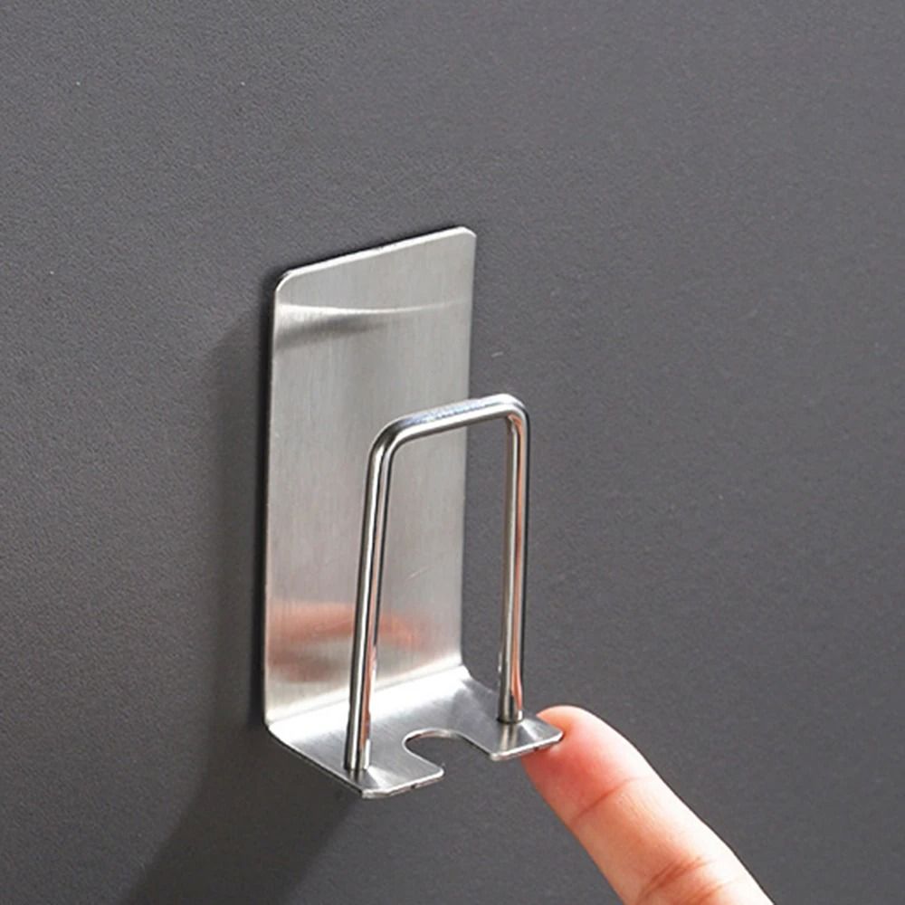 Stainless Steel Toothbrush And Cup Wall Hook Self Adhesive Bathroom Organizer 5
