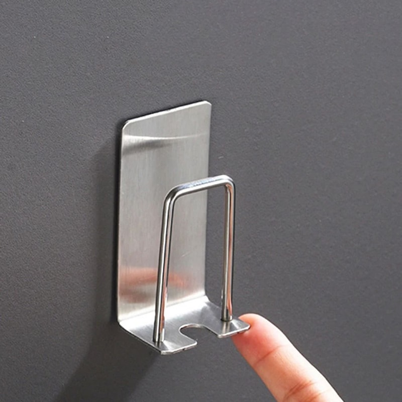 Stainless Steel Toothbrush And Cup Wall Hook Self Adhesive Bathroom Organizer 5