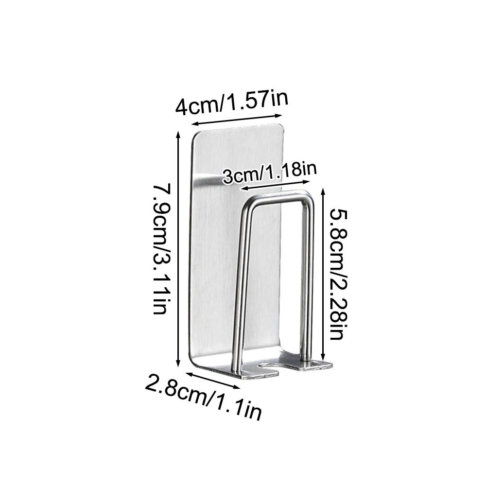 Stainless Steel Toothbrush And Cup Wall Hook Self Adhesive Bathroom Organizer 1