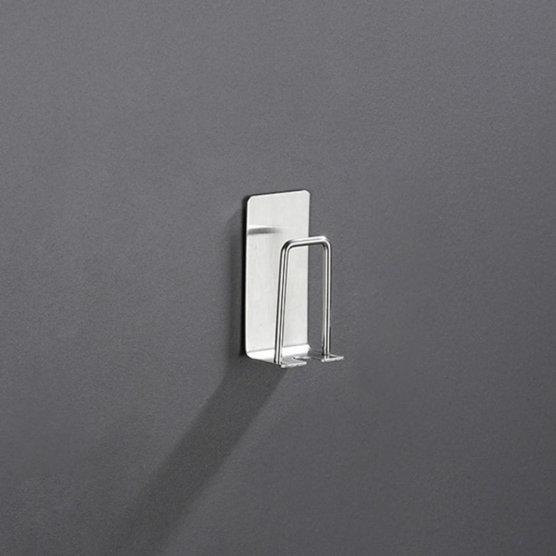 Stainless Steel Toothbrush And Cup Wall Hook Self Adhesive Bathroom Organizer 6