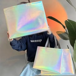 laser pattern non woven tote bag large capacity reusable shopping and gift bag