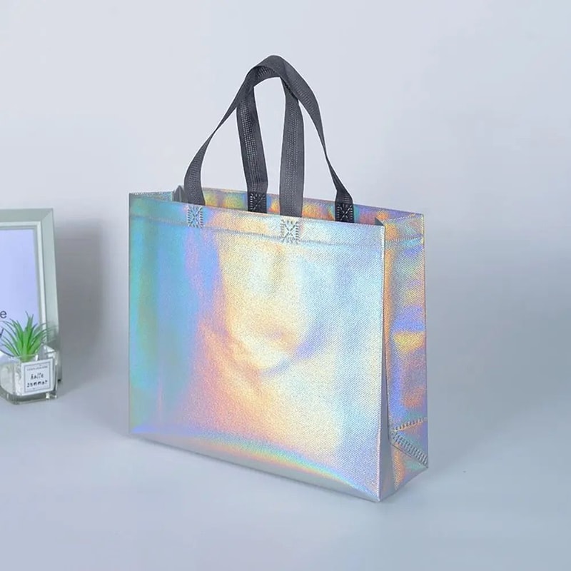 Laser Pattern Non Woven Tote Bag Large Capacity Reusable Shopping And Gift Bag 2