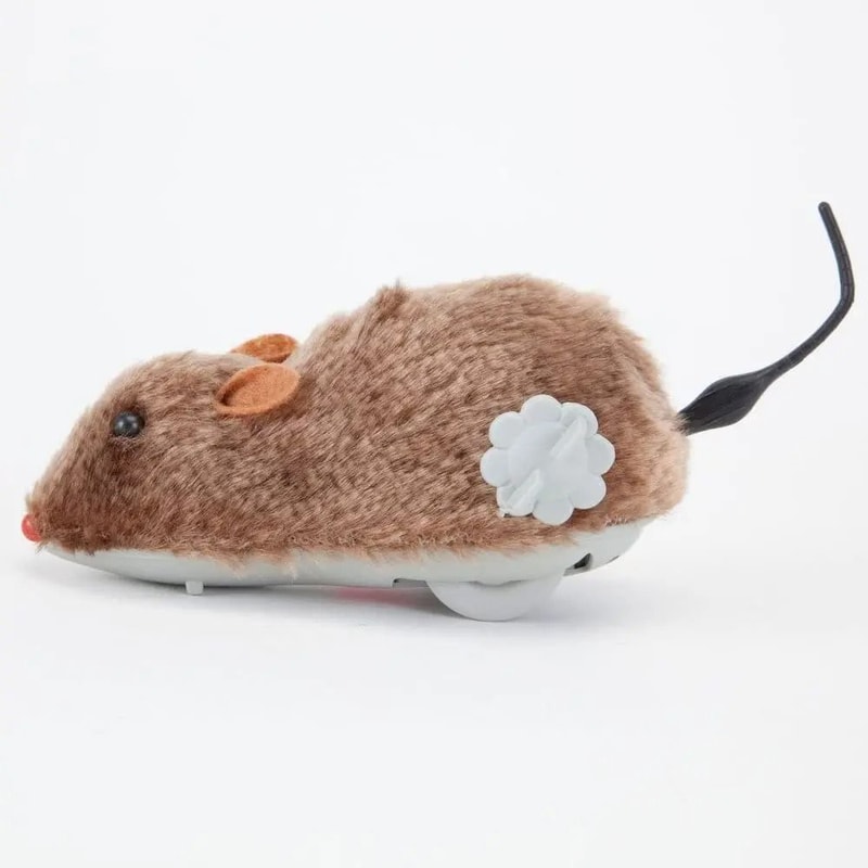 Wind Up Plush Mouse Toy Lifelike Running Pet Toy For Cats And Dogs Random Color 3