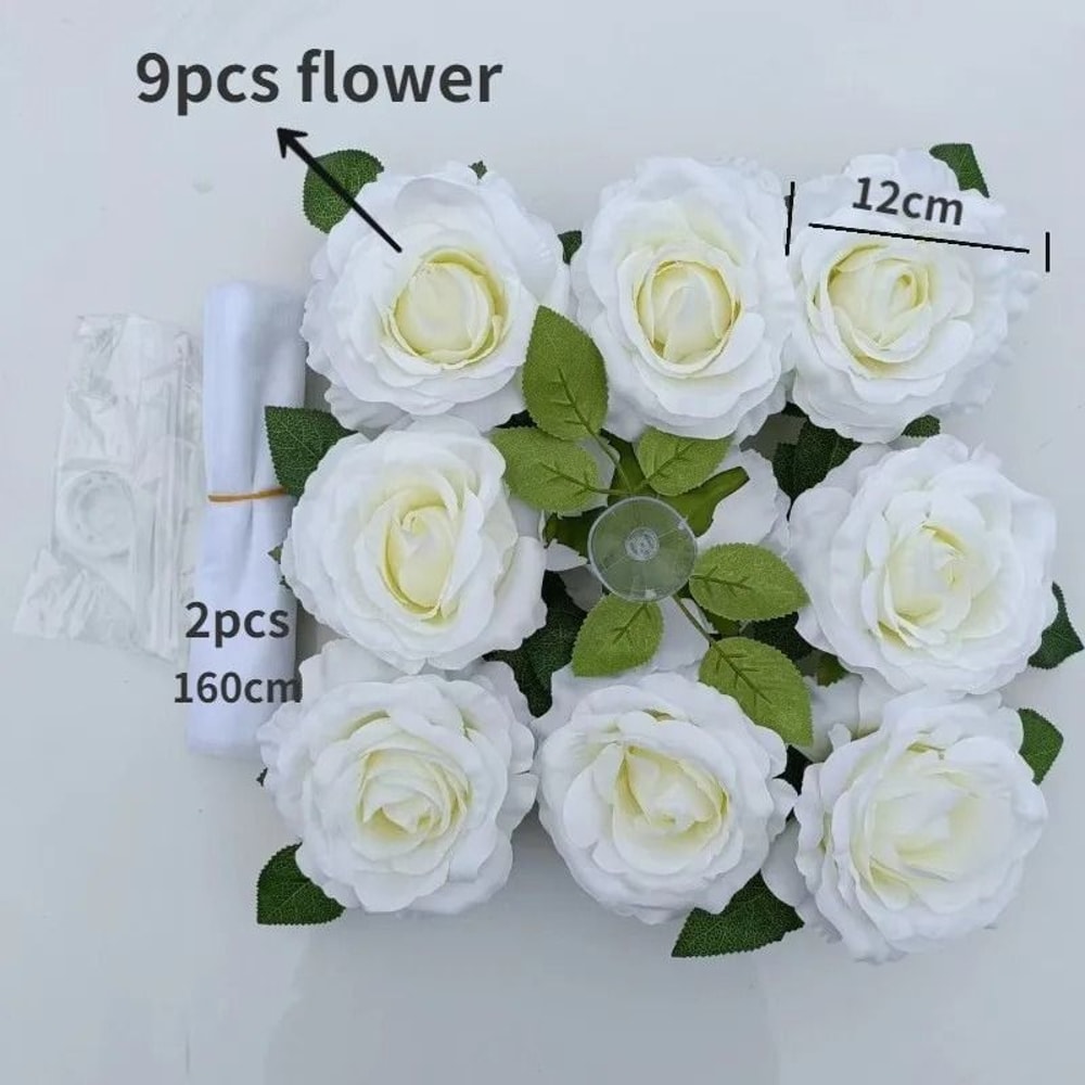White Rose Artificial Flower With Ribbons Wedding Car Door Handle Decor Silk Bridal Decoration 6