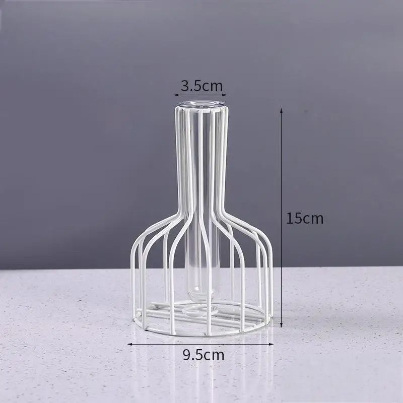 Gold Hollow Iron Vase With Clear Tube Modern Flower Holder For Dried And Artificial Arrangements 7