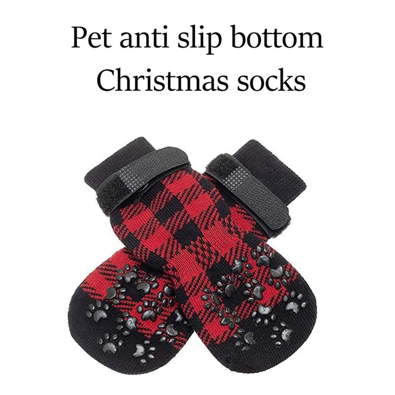 Non Slip Pet Socks Paw Protector Set Of 4 Cotton Dog And Cat Foot Covers With Grip Soles 2