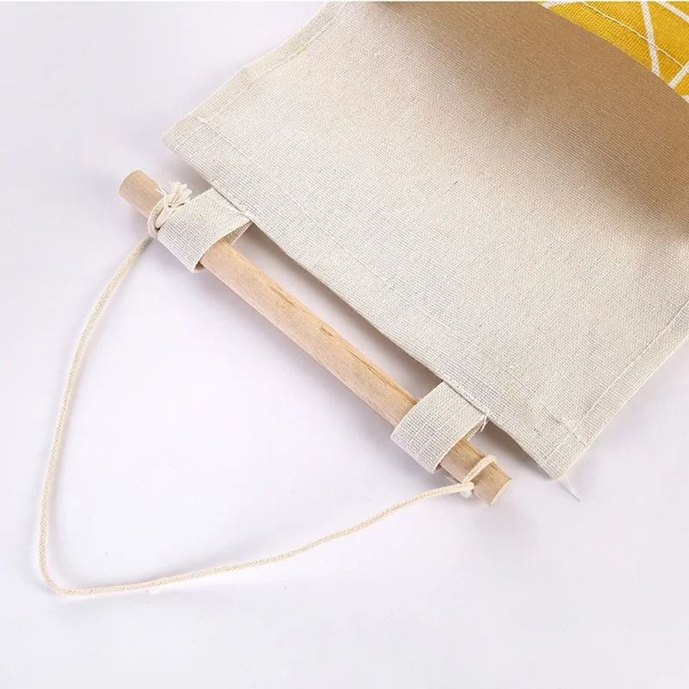 3 Pocket Hanging Wall Storage Organizer Cotton Linen Door And Wall Bag For Home 4