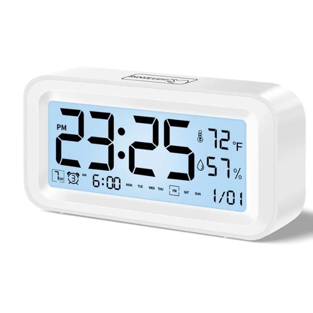 LED Digital Alarm Clock With Temperature And Humidity Display Adjustable Brightness Dual Mode 1