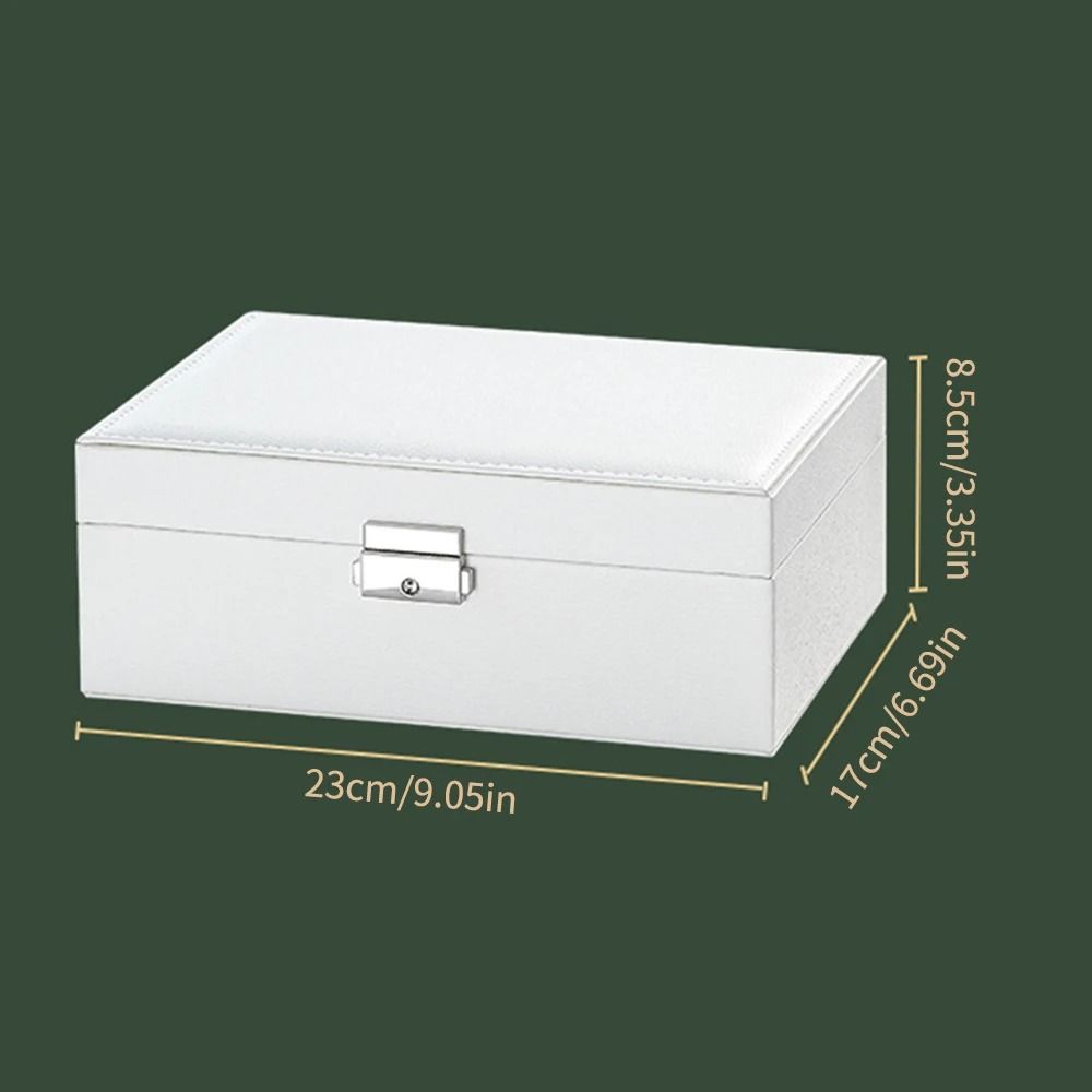 Lockable Double Layer Jewelry Storage Box PU Leather Organizer For Earrings Necklaces And Accessori 4