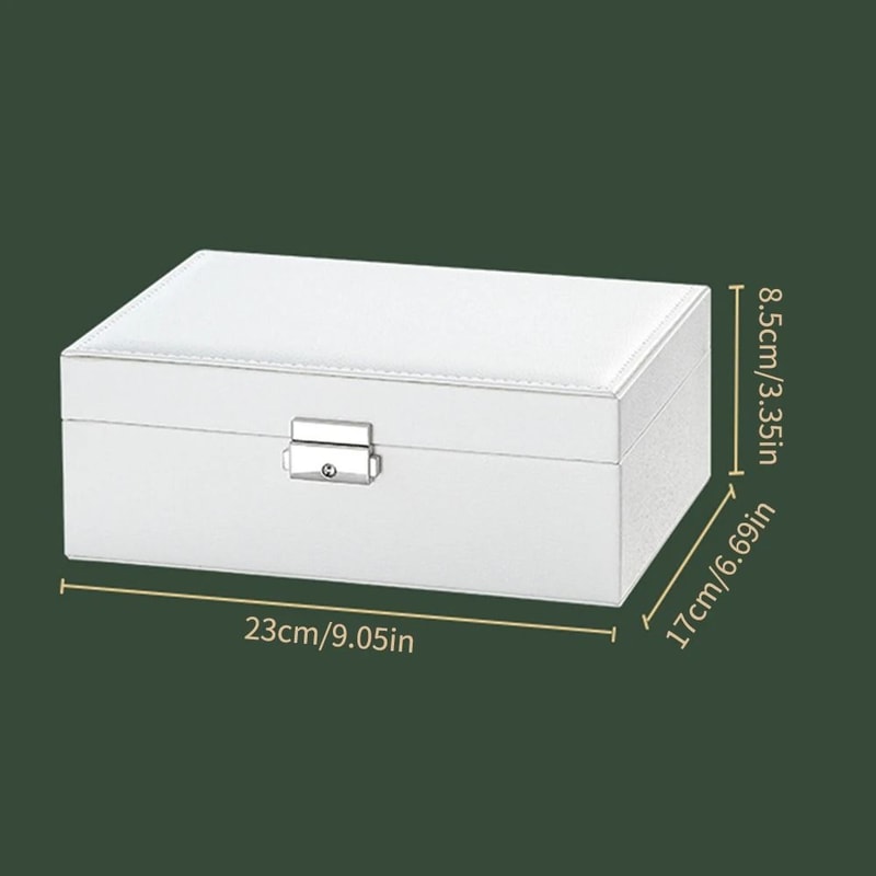Lockable Double Layer Jewelry Storage Box PU Leather Organizer For Earrings Necklaces And Accessori 4
