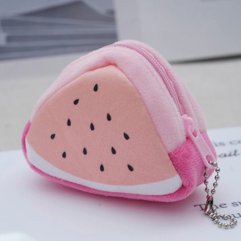 Cartoon Fruit Plush Coin Purse Keychain Bag 7