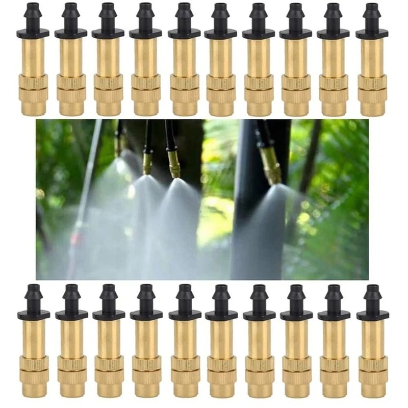 Adjustable Copper Misting Nozzle Set For Garden And Balcony Watering 5 Or 10 Pack 0