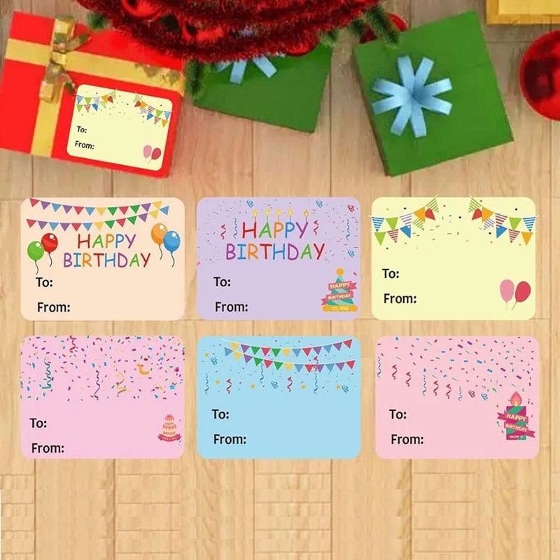 Happy Birthday Gift Tag Stickers 200 Pack Writable To From Labels For Gifts And Parties 3