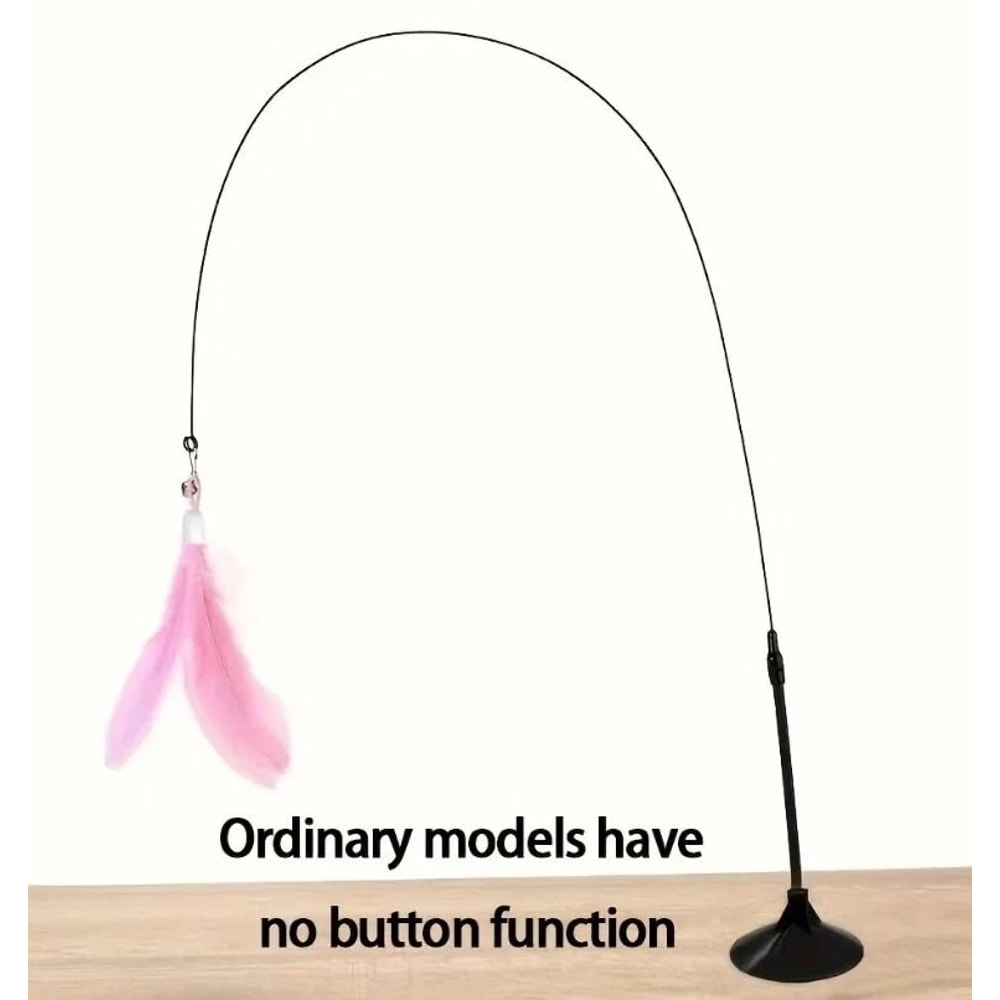 Cat Teaser Wand With Bell Feather And Suction Cup Long Interactive Stick 0
