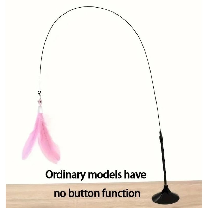 Cat Teaser Wand With Bell Feather And Suction Cup Long Interactive Stick 0