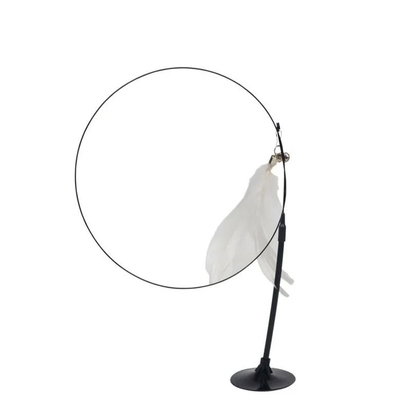 Cat Teaser Wand With Bell Feather And Suction Cup Long Interactive Stick 3