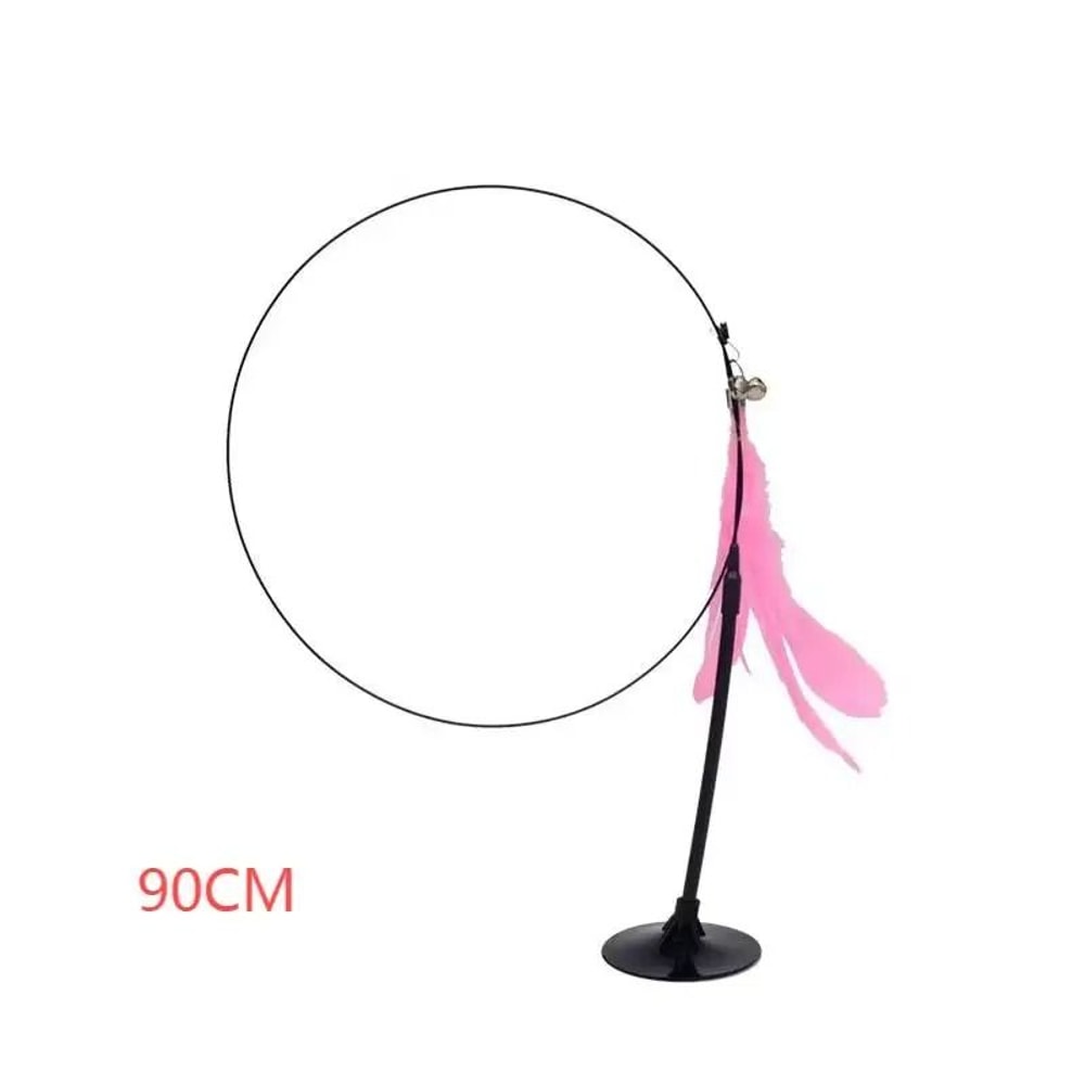Cat Teaser Wand With Bell Feather And Suction Cup Long Interactive Stick 5