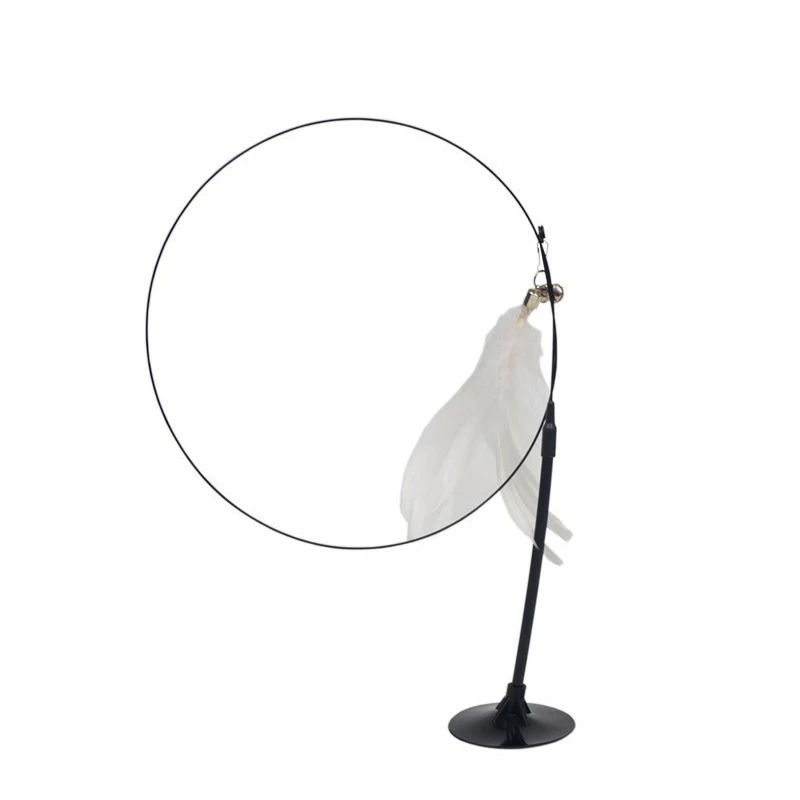 Cat Teaser Wand With Bell Feather And Suction Cup Long Interactive Stick 7