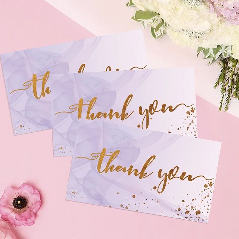 Gold Foil Thank You Cards 50 Pack Mini Textured Gratitude Notes For Weddings And Business 0